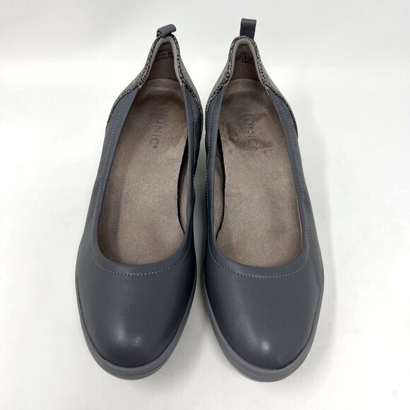 Vionic Jacey Comfort Shoes Gray Leather Slip On Low Wedge Heel Women’s Size 8 - Picture 5 of 12